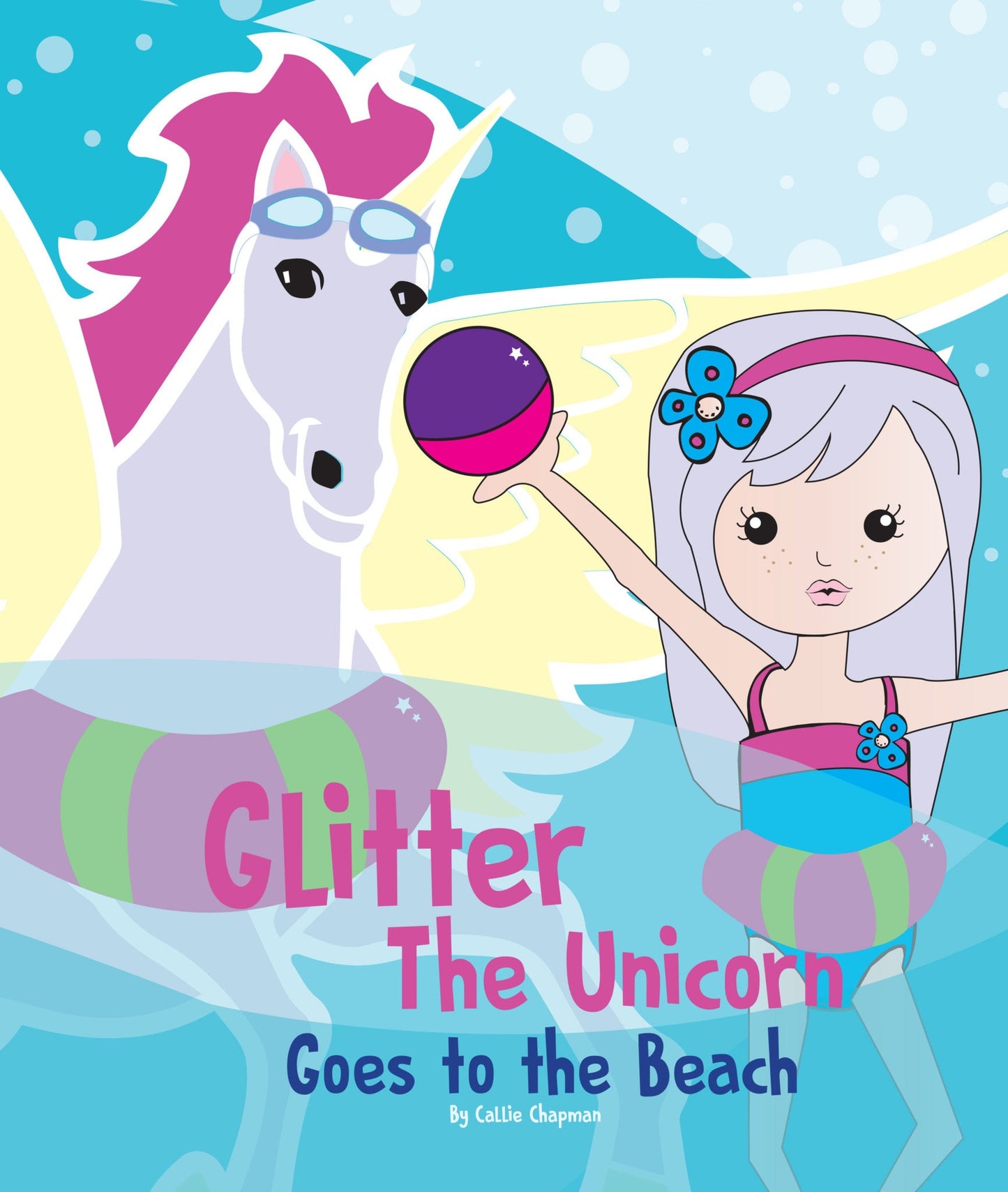 Glitter the Unicorn Goes to the Beach - Purple Dragonfly Winner - 1st Place